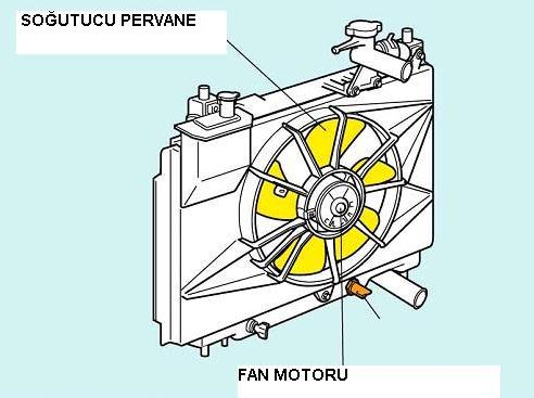 1.8.2.1. Radyatör Soğutma Fanının Yapısı ve Çalışması Petek içerisinden geçen hava, radyatör ısısının değişmesine neden olur. Havanın hızı ne kadar fazla ise radyatörün soğutma verimi artar.
