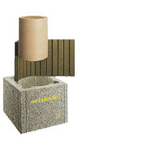 Üç Katmanlı Sistem Đçiçe üç katmandan oluşan Schiedel Garant+ Baca Sistemi'nin en dışındaki tabakası hafif beton bloktur. Beton bloğun dört köşesinde dört delik mevcuttur.
