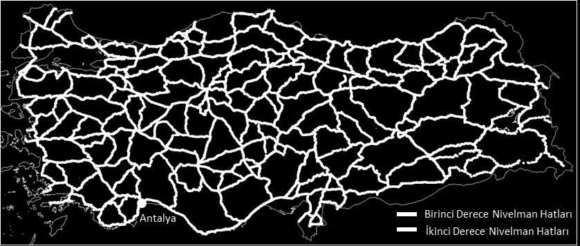 Türkiye Yükseklik Sisteminin Modernizasyonu ve Gravite Altyapısının İyileştirilmesi Projesi Şekil 3: Türkiye Ulusal Düşey Kontrol Ağı 1999 (TUDKA-99).