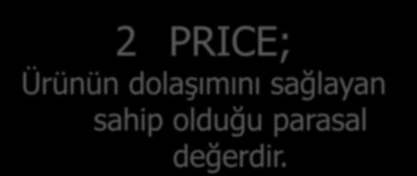 2 PRICE; Ürünün dolaşımını