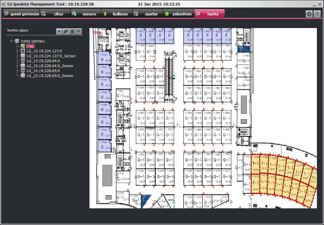 48 Çalıştırma ve ayarlar Harita ayarları Bu fonksiyon gözetim ortamındaki cihazlara görsel bakış olanağı sunar.