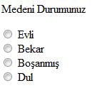 Şekil 3.5: Radyo grubu ekleme penceresi Burada + ile yeni düğme eklenip, - ile istemediğiniz bir düğmeyi kaldırabilirsiniz. ile radyo düğmelerinin yerlerini değiştirebilirsiniz.