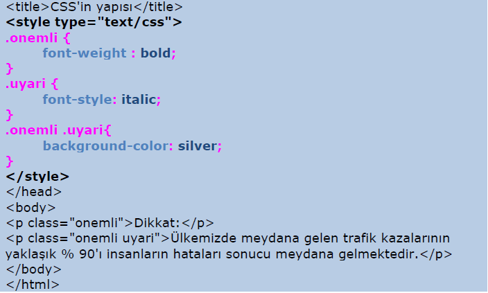 CSS in YAPISI Seçiciler