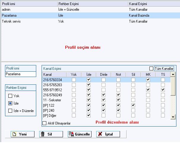 sesinin yükseltilmesi için kullanılır. 4 farklı seviyeden biri seçilir. DC seviye kontrolü yap seçeneği de işaretlenerek kablonun çıkması durumunda sistemin alarm üretmesi sağlanır.