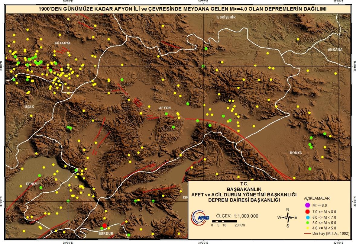 Şekil 3.2 Afyon İli nin deprem bölgeleri haritasındaki konumu Şekil 3.