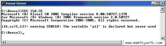 50727;" Kullandığınız bilgisayara Visual Studio 2008'i kurulu ise Başlat menüsünden Visual Studio 2008 Command Prompt komutu verilerek açılan DOS penceresinde yukarıda anlatılan şekilde Path