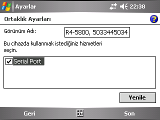 38 Cihaz Ayarları -Yeni ortaklık seçeneğine basın. -Cihazınız yakınlarındaki cihazları taramaya başlar ve bulduğu cihazları gösterir. Bu işlem birkaç dakika sürebilir.