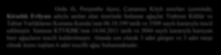 Ordu ili, Ünye ilçesi, Yazkonağı Köyü sınırları içerisinde bulunan Yazkonağı Mağarası Samsun Kültür ve Tabiat Varlıklarını Koruma Kurulunun 15.10.