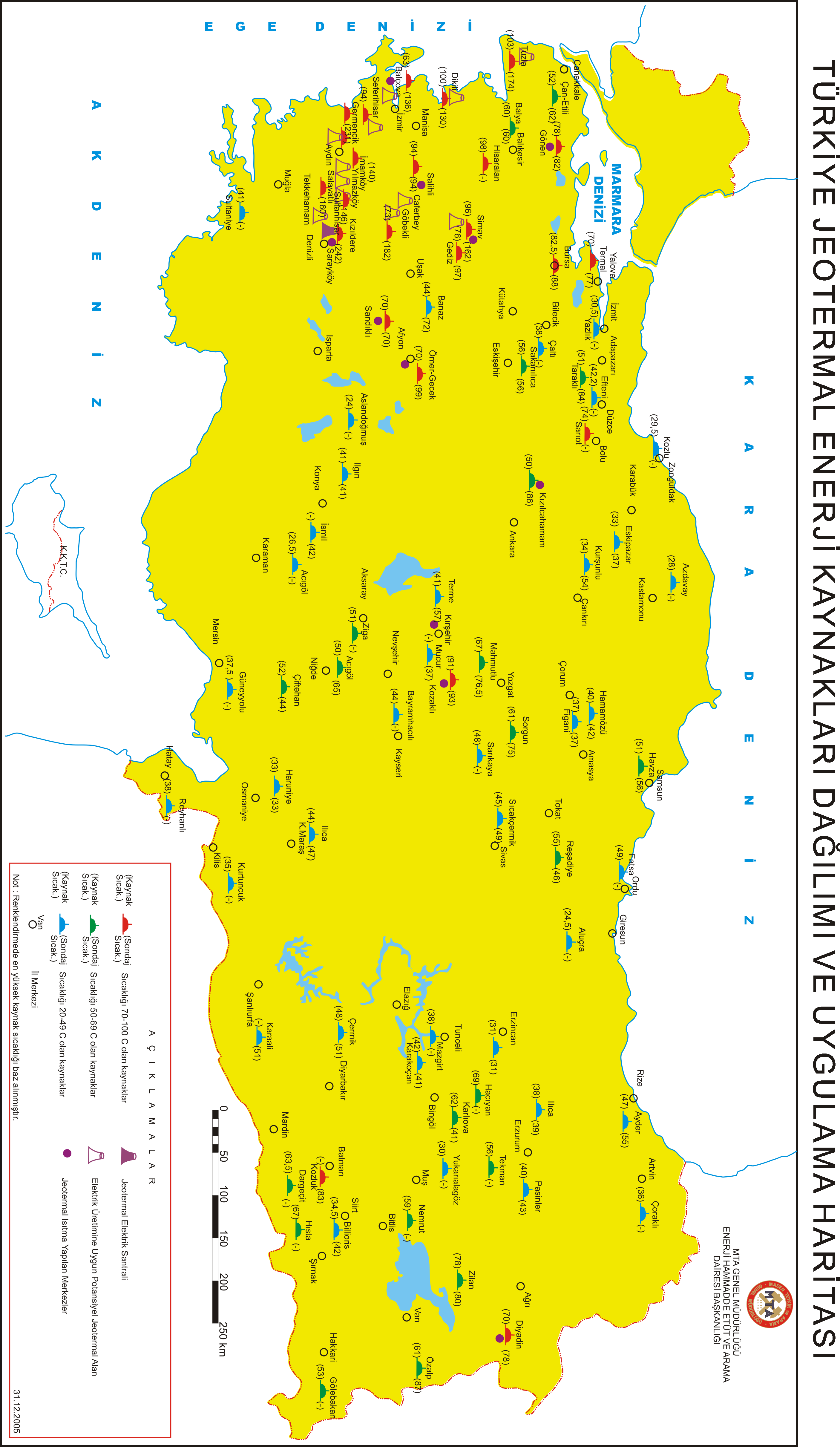 almaktadır. Türkiye nin bugün jeotermal enerjiyi doğrudan kullanım kapasitesi 1229 MWt dir. Doğrudan kullanım açısından ise Dünyada 5. durumdadır.