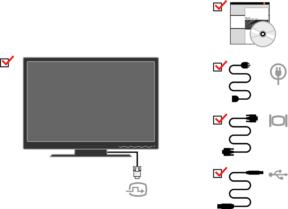 Bölüm 1. Başlarken Paketin içindekiler Bu Kullanıcı Kılavuzu, ThinkVision L220x Düz Panel Monitör ile ilgili ayrıntılı bilgiler içerir.