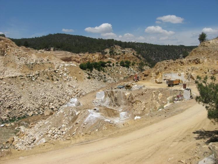 Uşak-Ulubey-Hanyeri civarında L22 paftasında Paleozoyik yaşlı mermer seviyeleri ve açılmış mermer ocakları 2010 yılının ilk yarısında, proje amaçlarına uygun olarak Diyarbakır, Sivas, Erzincan