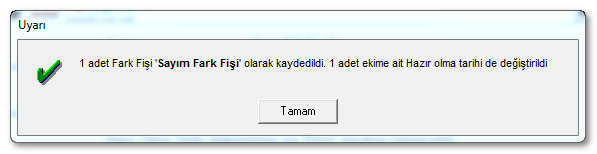 Güncelleme ekranında bilgi metni olarak gösterildiği gibi eğer kullanıcı, fidelerin hazır olma tarihlerinde değişiklik yapmış ise bunlar ilgili fidelerin hazır olma sürelerinin takip edildiği sahaya