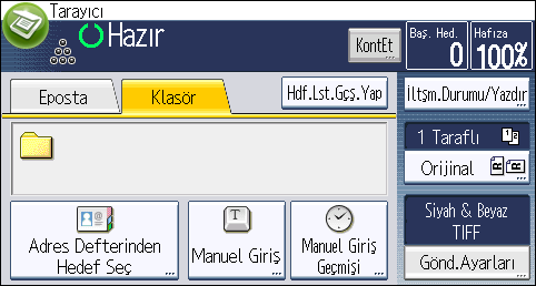 Klasöre Tara Temel Prosedürü Seviyeler arası geçiş için [Bir Seviye Yukarı] öğesine basabilirsiniz. 4. Kaydetmek istediğiniz klasörü seçin. 5. [OK] tuşuna dört kez basın.