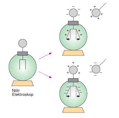 elektroskopla aynıdır. b-) Elektroskopun yapraklarının açıklığı azalıyorsa cismin yükü elektroskopla zıttır.