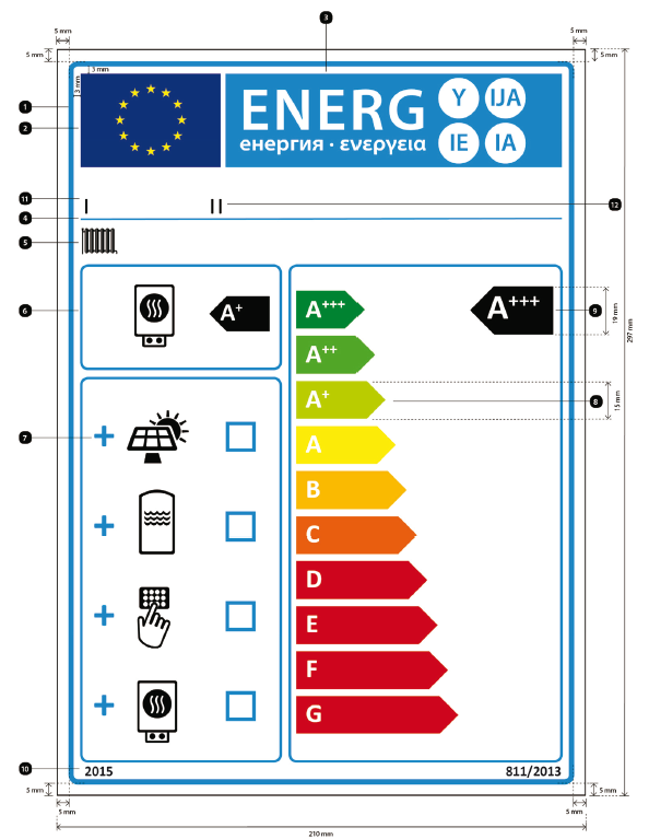 11. Mahal ısıtıcı, sıcaklık kontrol ve güneş enerjisi cihazı paketleri için etiket dizaynı aşağıdaki gibi olacaktır: Buna göre: (a) (b) (c) (d) Etiket en az 210 mm eninde ve 297 mm yükseklikte