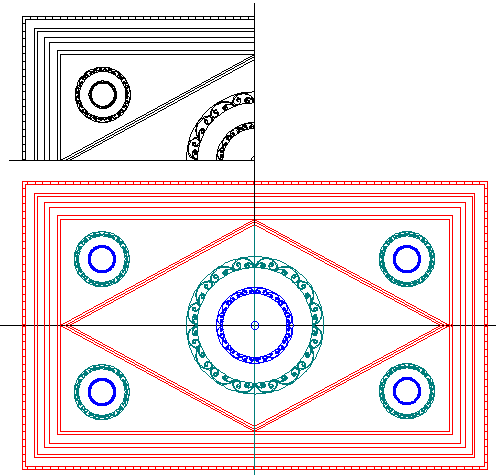 5.2. Kesit ölçüsü Şekil 5.7: Simetrik desenli tavan ölçü alma Plan ölçümlerini almakla kesit ve görünüş ölçümlerinin de yarısını almış oluruz.