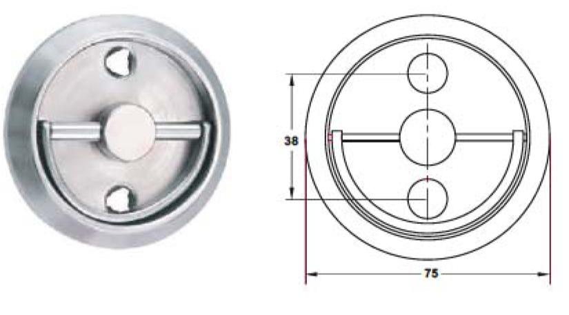 VBH GÖMME KULP, YUVARLAK Kayar Kapı Kulbu, Yuvarlak Paslanmaz Çelik, Satine R65mm 30041-6900 VBH Gömme Kulp R65 SS VBH GÖMME KULP, OVAL Kayar Kapı Kublu, Oval Paslanmaz Çelik, Satine M8x250mm Pimli