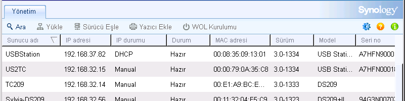 3 Yükleme sonrasında, Synology Assistant'ı başlatmak için masaüstü simgesine çift tıklayın. 4 Yönetmek istediğiniz sunucuyu seçin.