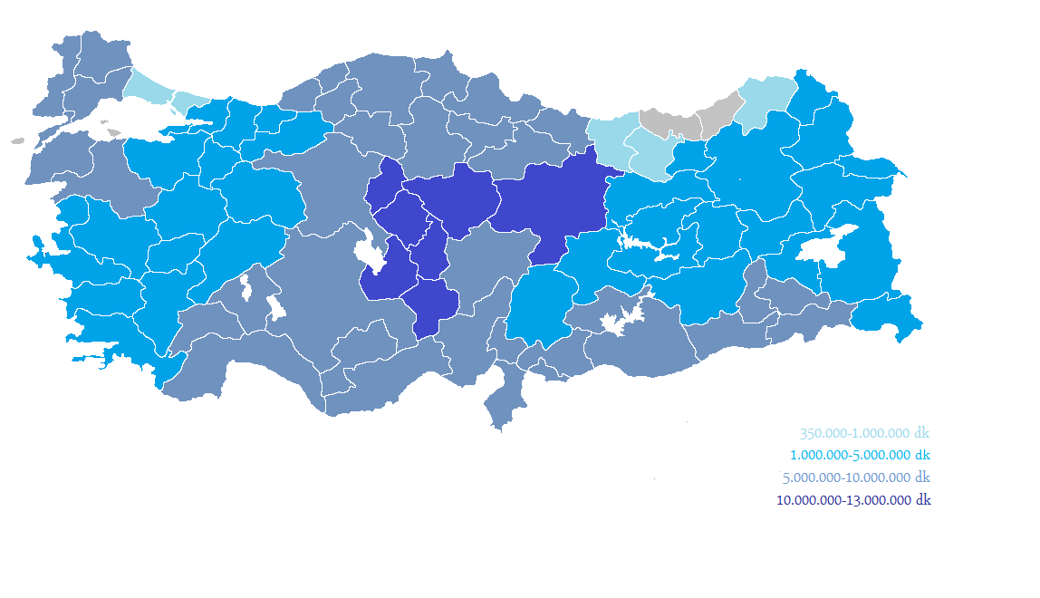 Şekil 15: Türkiye nin bölgelerinde ekilebilir alan (2011) Kaynak:
