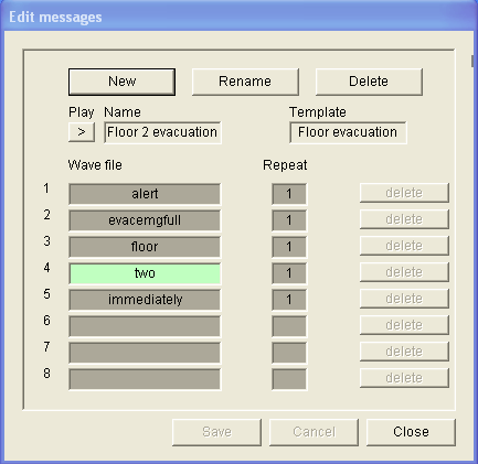 Plena VAS configuration Konfigürasyon tr 37 sistemi bu mesajı çaldığında, mesajın konuşma bölümü şöyledir: Acil bir durumdan dolayı ikinci katın derhal boşaltılması gerekiyor (Due to an emergency, it