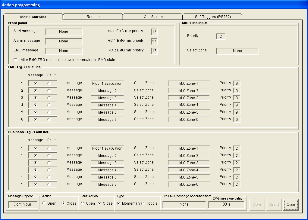 38 tr Konfigürasyon Plena VAS configuration 4.7 Eylem programı Düğmelerin, tetik girişlerinin, vb. eylemlerini programlamak için Eylem programı (Action programming) özellik sayfasını kullanın.