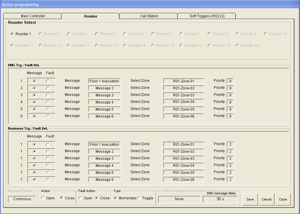 Plena VAS configuration Konfigürasyon tr 43 1. Öncelik (Priority) metin kutusundan acil anons sistemi denetleyicisinin VOX işlevine sahip mikrofon/hat girişinin önceliğini (2-14) seçin. 2.