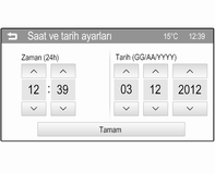 78 Göstergeler ve kumanda birimleri Tarih Biçimini Ayarla Mevcut olan seçenekler arasında değiştirmek için, MENU-TUNE düğmesine tekrar tekrar basın.