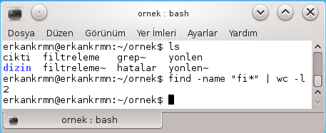 1.6. Boru (Pipe) İşlemleri Bir komutun çıktısını, diğer bir komuta yönlendirmek için kullanılır. Yönlendirme işlemlerinde > ve >> operatörleri kullanılır.