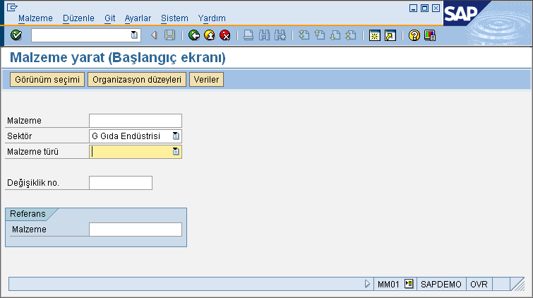 MM01 işlem kodu girilebilir.