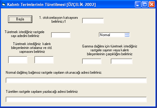 kalıntı değerleri 116. Şekil 5.39: Normal, Lognormal ve Gamma dağılımına uyan rasgele sayıların türetilmesi.