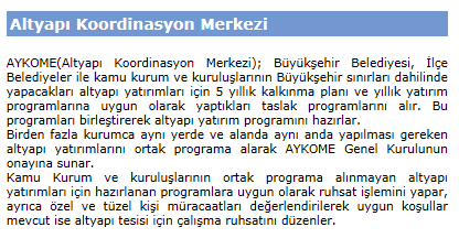 Altyapı Çalışmalarının Eşgüdümü: AYKOME Eşgüdüm