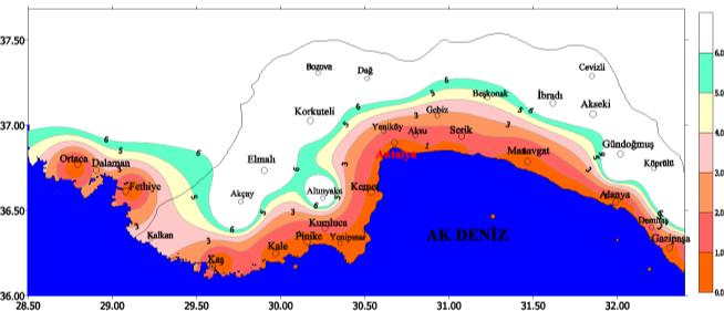 Kış aylarında donlu günler ve buna bağlı hakim hava hareketi ise Şekil 3 de verilmiştir. Şekil 3. Soğuk hava akış koridorları Şekil 4 te ise aylara göre don açısından risk taşıyan bölgeler görülmektedir.