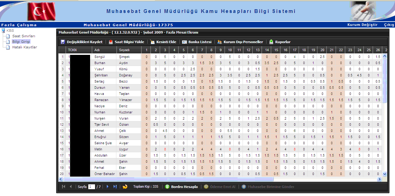 Hatalı kayıtların ekrana getirildiği sayfada onay alınan saat sınırları içinde her türlü düzeltme yapılabilmektedir.