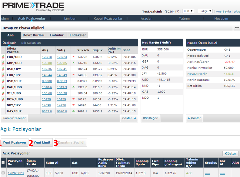 Risk Kapsamı: Toplam Net Varlık / Net Risk yüzdesi Net Risk: Müşterinin piyasadaki toplam pozisyonları. Maksimum Risk: Müşterinin elinde tutmasına izin verilecek maksimum net risk 4.