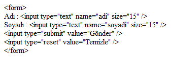 1.3.7. Reset Üzerine gelip tıklandığı zaman, form içeriğini temizleyip kullanıcının forma yeniden bilgi giriģi sağlayan bir düğme (buton) oluģturulmasını sağlar.