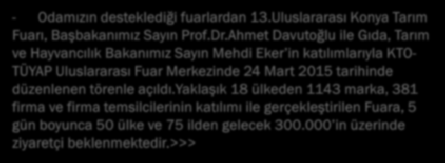 Fuar Merkezinde 24 Mart 2015 tarihinde düzenlenen törenle açıldı.