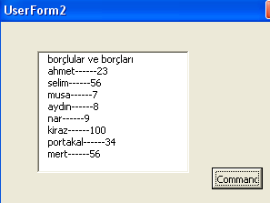 39 Bu verileri modülde form, buton,liste kutusu ekleyerek sayfadaki verileri arayüze alma Private Sub CommandButton1_Click() Dim i As Byte For i = 1 To 13 If Cells(i, 2) <= Date Then ListBox1.