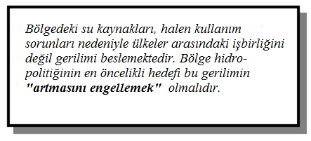 meteorolojik iklim koşulllarına da doğrudan bağlıdır. Bölgede Hidropolitik ilişki ikliminin yumuşaması zamana bağlıdır.