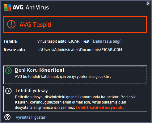 13.2. Yerleşik Kalkan Sonuçları Yerleşik Kalkan hizmeti Bilgisayar bileşenin bir parçasıdır ve kopyalanan, açılan veya kaydedilen dosyaları tarar.