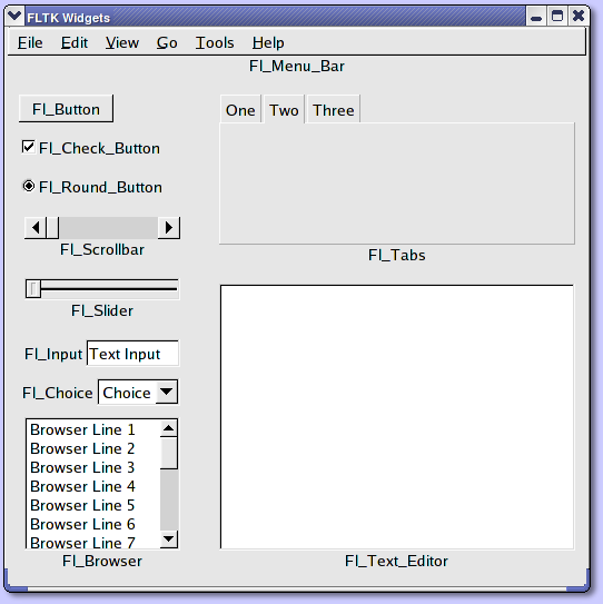 FLTK Fulltick Fast Light ToolKit XForms'un devamı Hafif,