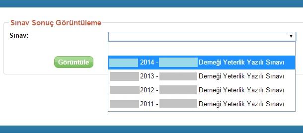 D. EÜTF ÖDEM Sınav Sonuçları Modülü Kişisel bilgiler ekranındaki Sınav Sonuçları butonunu tıkladığınızda, uzmanlık derneğinizin gerçekleştirdiği sistemde kayıtlı sınavların genel istatistik