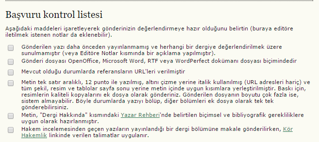 Makale Gönderme Gönderi dili seçilir. Türkçe veya İngilizce. Seçilen gönderi dili için gerekli alanlar doldurulur.