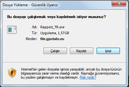 4. Adım: Karşımıza çıkan pencereden Kaydet butonuna basıyoruz, oyun setup ının nereye