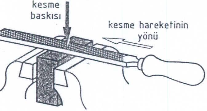 15 Kesme baskısı ve yönü Eğelenecek yüzeyi mengene ağızlarından 3 5 mm yukarıda