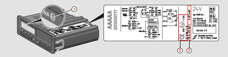Takograf kalıcı olarak güç verilen cihaz (FL) Takografın, IEC 60079