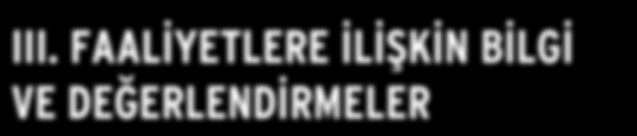 III. FAALİYETLERE İLİŞKİN