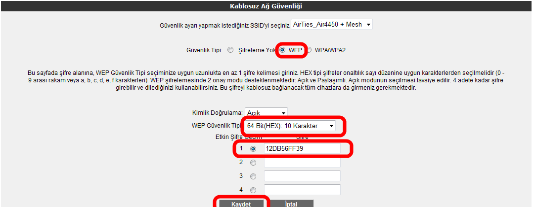 WPA güvenlik ayarları WPA (Wifi Protected Access) şifreleme standardı yüksek seviyede güvenlik sağlayan güncel kablosuz şifreleme standartlarından biridir. AirTies kablosuz ürünlerinin tümü 802.