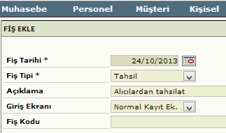 Muhasebe İşlemleri (Tahsil Fişi) İşletme 16.10.