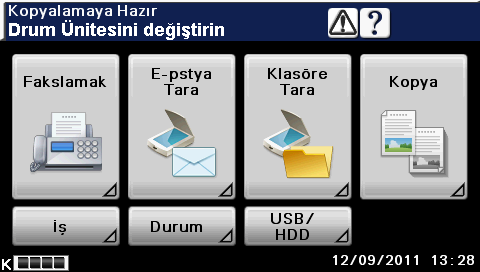 7.1 Arıza arama 7 Sarf malzemesinin değiştirilmesi gibi bir mesaj neden çıkar? Makine tarafından kullanılan sarf malzemeleri hemen hemen boşaldığında, değiştirme zamanı ile ilgili bir uyarı belirir.