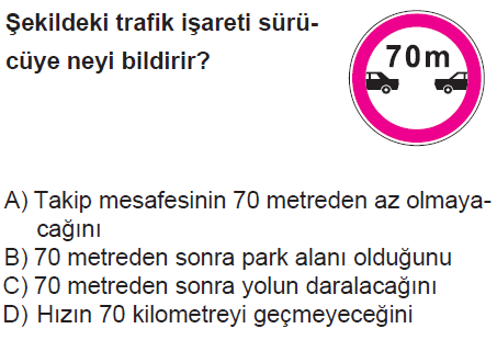 Şekildeki trafik işareti neyi bildirir?